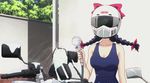  animated animated_gif ass bakuon!! black_hair breasts cleavage helmet kawasaki_raimu motorcycle swimsuit twin_braids 