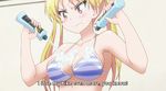  animated animated_gif ass bakuon!! barefoot bikini blonde_hair breasts brown_eyes large_breasts motorcycle soap striped_bikini subtitled suzunoki_rin 