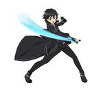  belt black_eyes black_gloves black_hair fingerless_gloves full_body gloves highres holding holding_sword holding_weapon kirito male_focus official_art open_mouth simple_background solo sword sword_art_online sword_art_online:_code_register weapon white_background 