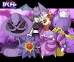  arbok artist_request blaziken character_request crobat drifblim gloves midriff pixiv_trainer pokemon purple_eyes starmie team_rocket white_hair 