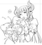  alicia_(granblue_fantasy) breasts draph earrings gloves granblue_fantasy greyscale horns huge_breasts jewelry long_hair monochrome musashino_sekai paizuri penis pointy_ears solo_focus 