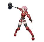  alternate_costume armor armored_boots black_legwear black_shorts boots collarbone full_body hair_ornament hammer highres holding holding_weapon lisbeth official_art open_mouth pink_eyes pink_hair short_hair short_shorts shorts shoulder_armor simple_background solo spaulders sword_art_online sword_art_online:_code_register thighhighs weapon white_background 