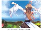  ahoge brown_hair brown_skirt clenched_hands cloud day detached_sleeves from_behind grass hairband kantai_collection kongou_(kantai_collection) konkito long_hair nontraditional_miko outdoors outstretched_arm petals pleated_skirt ribbon-trimmed_sleeves ribbon_trim skirt sky solo translated water wind 