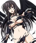  amano_yuuma black_hair breasts high_school_dxd large_breasts long_hair looking_at_viewer navel open_mouth photoshop purple_eyes raynare solo torn_clothes 