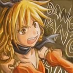  blonde_hair bow breasts brown_eyes calamity_jane detached_sleeves dress drill_hair hair_ribbon hairband long_hair open_mouth orange_dress ribbon sidelocks solo wild_arms wild_arms_1 