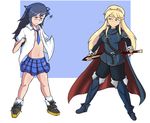  breast_envy cosplay costume_switch crossover fire_emblem katsuragi_(senran_kagura) lucina multiple_girls seiyuu_connection senran_kagura 