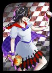  black_hair cloth dress highres hinagami horns impossible_spell_card kijin_seija miracle_mallet multicolored_hair open_mouth orange_hair orb red_hair smile solo streaked_hair tongue tongue_out touhou white_hair yin_yang 