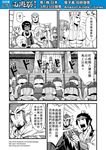  4koma 6+boys arm_guards armor chinese circlet comic facial_hair gate genderswap goatee helmet highres horse journey_to_the_west monochrome multiple_4koma multiple_boys multiple_girls muscle open_clothes otosama polearm sha_wujing soldier spear sun_wukong sweat tang_sanzang translated turn_pale weapon yulong_(journey_to_the_west) zhu_bajie 