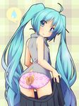  animal_print aqua_eyes aqua_hair back-print_panties bear_panties bear_print hatsune_miku highres long_hair panties print_panties skirt skirt_pull solo twintails underwear undressing very_long_hair vocaloid yuzuki_kei 