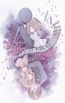  bad_pixiv_id brown_hair deemo deemo_(character) different_reflection dress dual_persona girl_(deemo) hug long_hair reflection short_hair smile spoilers too_mizuguchi 