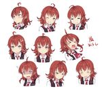  &gt;:( &gt;_&lt; 1girl :&gt; ;d =_= ^_^ ^o^ ahoge anger_vein angry arashi_(kantai_collection) bad_id bad_pixiv_id bangs black_vest blush brown_eyes closed_eyes cnm collared_shirt crossed_bangs crying expressionless expressions eyebrows eyebrows_visible_through_hair frown head_tilt jitome kantai_collection laughing looking_afar multiple_views necktie one_eye_closed open_mouth red_hair red_neckwear shaded_face shirt short_hair sidelocks signature simple_background smile streaming_tears surprised tears upper_body v-shaped_eyebrows vest white_background white_shirt wince wing_collar 