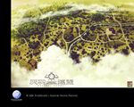  artist_name bridge building bush cloud field forest from_above grass haibane_renmei house meadow nature no_humans plant river road scenery street tree village wallpaper water 