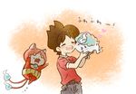  amano_keita bad_id bad_pixiv_id brown_hair cat closed_eyes cyanblue haramaki heart jibanyan koenra lowres multiple_tails notched_ear open_mouth short_hair tail two_tails upper_body youkai youkai_watch 