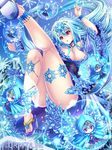  ankle_cuffs anklet arm_up bare_legs bare_shoulders blue_dress blue_hair blue_kimono blue_skirt breasts chloris_garden cleavage commentary_request copyright_name detached_collar dress fairy hair_ornament hijikawa_arashi ice ice_wings japanese_clothes jewelry kimono kneepits large_breasts legs_up long_hair long_sleeves multicolored_hair obi off_shoulder open_mouth original panties red_eyes sandals sash silver_hair skirt skirt_set smile snowflake_hair_ornament snowflake_print snowflakes snowing solo_focus thick_thighs thighs toenail_polish toes two-tone_hair underwear white_panties wide_sleeves wings wrist_cuffs yuki_onna 