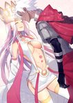  1girl bad_id bad_pixiv_id bare_shoulders breasts center_opening closed_eyes commentary_request crown dark_skin dress dress_of_heaven emiya_kiritsugu emiya_kiritsugu_(assassin) fate/grand_order fate_(series) hetero hood husband_and_wife irisviel_von_einzbern irisviel_von_einzbern_(caster) large_breasts legacy_zechs long_hair short_dress short_hair silver_hair smile thighhighs underboob 