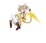  alternate_costume animal_ears brown_eyes brown_hair cat_ears cat_tail full_body gloves hair_between_eyes hair_ribbon highres holding long_hair official_art open_mouth orange_ribbon ribbon silica silica_(sao-alo) simple_background solo sword_art_online sword_art_online:_code_register tail thighhighs twintails white_background white_gloves white_legwear 