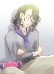  asselin_bb_ii black_hair closed_eyes eyepatch idolmaster idolmaster_side-m kikuchi_mataha male_focus satan_(idolmaster) sleeping solo wavy_hair 