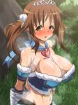  :o alternate_costume armpits bare_shoulders blurry blush breasts brown_eyes brown_hair bustier cleavage depth_of_field detached_sleeves full-face_blush granblue_fantasy groin hair_ornament highres huge_breasts idolmaster idolmaster_cinderella_girls looking_at_viewer md5_mismatch midriff nanashi_maru navel nose_blush parody parted_lips shiny shiny_skin short_sleeves sidelocks solo steaming_body sweat tareme tiara totoki_airi twintails upper_body 