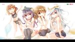  akatsuki_(kantai_collection) anchor_symbol brown_eyes brown_hair chromatic_aberration closed_eyes commentary_request feathers flat_cap folded_ponytail hair_brush hair_brushing hair_ornament hairclip hammer_and_sickle hat heart heart_in_mouth heco_(mama) hibiki_(kantai_collection) highres ikazuchi_(kantai_collection) inazuma_(kantai_collection) kantai_collection long_hair looking_at_viewer midriff multiple_girls navel one_eye_closed open_mouth panties pillow purple_eyes purple_hair recording ribbon-trimmed_underwear ribbon_trim seiza short_hair silver_hair sitting skirt sports_bra thighhighs underwear underwear_only verniy_(kantai_collection) wavy_mouth 