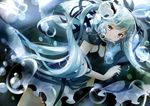  blue_eyes blue_hair bubbles deep-sea_girl_(vocaloid) dress hatsune_miku lingyan_heiye long_hair twintails vocaloid 