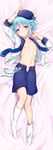  absurdres androgynous arms_up bed_sheet beret blue_hair blue_hat blue_shorts buttons collarbone crying crying_with_eyes_open dakimakura ensemble_stars! expressionless eyebrows eyebrows_visible_through_hair from_above full_body hat head_tilt highres jacket kneehighs kneehighs_pull koji_miruku long_sleeves looking_at_viewer lying male_focus midriff navel nipples on_back open_clothes open_fly open_jacket otoko_no_ko panties purple_eyes shino_hajime shorts solo stomach tareme tears unbuttoned underwear white_jacket white_legwear white_panties 