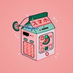  artist_name cellphone food fruit heart keypad meyoco milk_carton no_humans number original phone pink_background simple_background smartphone sparkle watermelon 