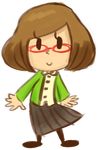  brown_hair glasses nikki_(swapnote) skirt swapnote 