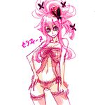  breasts cleavage crown disgaea lingerie long_hair nightgown pink_hair pointy_ears purple_eyes seraphina_(disgaea) thighhighs underwear 