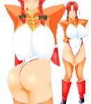  aq_interactive arcana_heart artist_request ass atlus blue_eyes blush bow braid breasts bun_cover cosplay double_bun embarrassed examu from_behind hair_bow hong_meiling huge_ass huge_breasts leotard long_hair looking_at_viewer mei-fang mei-fang_(cosplay) shiny shiny_clothes shiny_hair shiny_skin solo thighhighs thong thong_leotard touhou twin_braids 