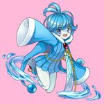  blue_eyes blue_skin eyebrows eyebrows_visible_through_hair full_body gem gen_4_pokemon high_heels hood hood_down kasuka108 manaphy open_mouth personification pink_background pokemon solo water wide_sleeves 