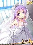  angel_beats! bridal_veil choker dress elbow_gloves gloves irie_(angel_beats!) long_hair miyoshino purple_eyes purple_hair solo tiara veil wedding_dress 