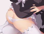  ass assisted_exposure bow close-up dress dress_lift frills hands maid multiple_girls panties qiongsheng ram_(re:zero) re:zero_kara_hajimeru_isekai_seikatsu rem_(re:zero) siblings sisters straddling thighhighs twins underwear white_legwear white_panties 