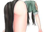  aaaaa_(nanyanen95) ass bad_id bad_pixiv_id bent_over black_hair breasts chikuma_(kantai_collection) from_behind kantai_collection long_hair medium_breasts pelvic_curtain remodel_(kantai_collection) short_sleeves simple_background solo white_background 