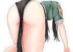  aaaaa_(nanyanen95) ass bad_id bad_pixiv_id bent_over black_hair breasts chikuma_(kantai_collection) from_behind kantai_collection long_hair medium_breasts pelvic_curtain remodel_(kantai_collection) short_sleeves simple_background solo white_background 
