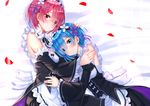  2girls cropped maid ram_(re:zero) re:zero_kara_hajimeru_isekai_seikatsu rem_(re:zero) swordsouls twins 
