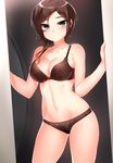  bad_id bad_tumblr_id black_bra black_panties blue_eyes blush bra breasts brown_hair cleavage coco_adel large_breasts ndgd panties rwby solo underwear 