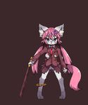  artist_request blue_eyes cat copyright_request female furry long_hair omunikin pink_hair ponytail pussy school_uniform torn_clothes 