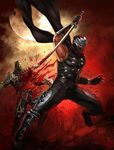  blood dead_or_alive green_eyes male male_focus mask moon night ninja ninja_gaiden ryu_hayabusa weapon 