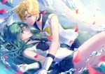  2girls kaiou_michiru koyami_tsukito petals sailor_moon shoujo_ai tenou_haruka water weapon 