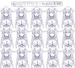  absurdres angry blush braid centon_(736023681) chart closed_eyes crying expression_chart expressions highres long_hair looking_at_viewer monochrome multiple_views neptune_(series) open_mouth purple_heart smile surprised tears teeth translated twin_braids 