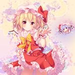  angry blonde_hair blush cat chibi dress female flandre_scarlet hat konomi moon multiple_girls purple_hair red_eyes remilia_scarlet ribbon short_hair side_tail skirt sky stars touhou wings 