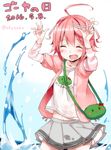  alternate_costume bag casual closed_eyes handbag highres i-58_(kantai_collection) kantai_collection pink_hair short_hair solo suka translated water 