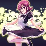  :d aida_mana alternate_costume dokidoki!_precure enmaided highres looking_at_viewer maid open_mouth pink_eyes pink_hair precure sayousuke short_hair skirt smile solo thighhighs white_legwear 