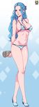  bikini blue_hair breasts female full_body hair_slicked_back kyoffie large_breasts looking_to_the_side nefertari_vivi one_piece smile solo standing 