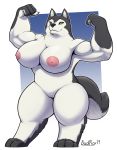  2019 absurd_res anthro armello badroy big_breasts breasts canid canine canis female flexing hi_res magna_(armello) mammal muscular nipples nude pussy smile thick_thighs video_games wolf 