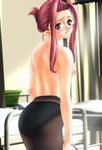  ass blush breasts brown_eyes game_cg glasses joy_ride libido long_hair looking_back mini_teens_zettai_himitsu nipples pantyhose red_hair teacher topless 