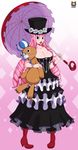  bangs blush boots dress female full_body hat kyoffie looking_at_viewer one_piece open_mouth perona pigeon-toed pink_hair solo standing 