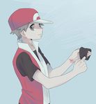  brown_hair hat pixiv_manga_sample pokemon pumpkinpan red_(pokemon) scar solo wristband 
