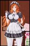  1girl bleach breasts female highres inoue_orihime maid maxi orange_hair 