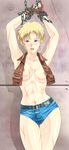  bdsm blonde_hair blue_eyes breasts chains final_fight lucia_morgan peeing_self short_hair street_fighter whip_marks 